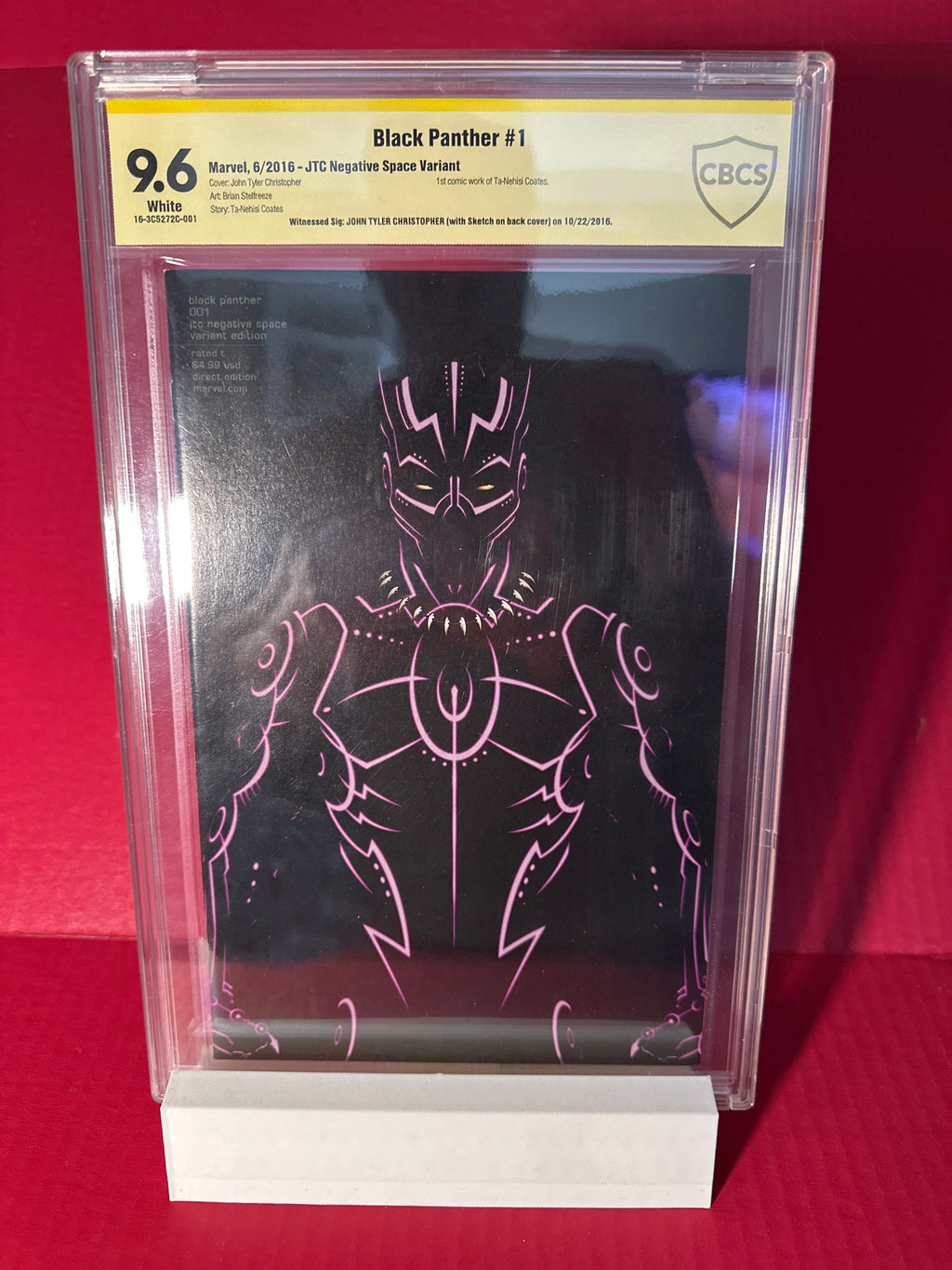 Black Panther #1 (Marvel 2016) JTC Negative Space Variant Signed with Sketch CBCS 9.6 by Ugly Monkey Comics
