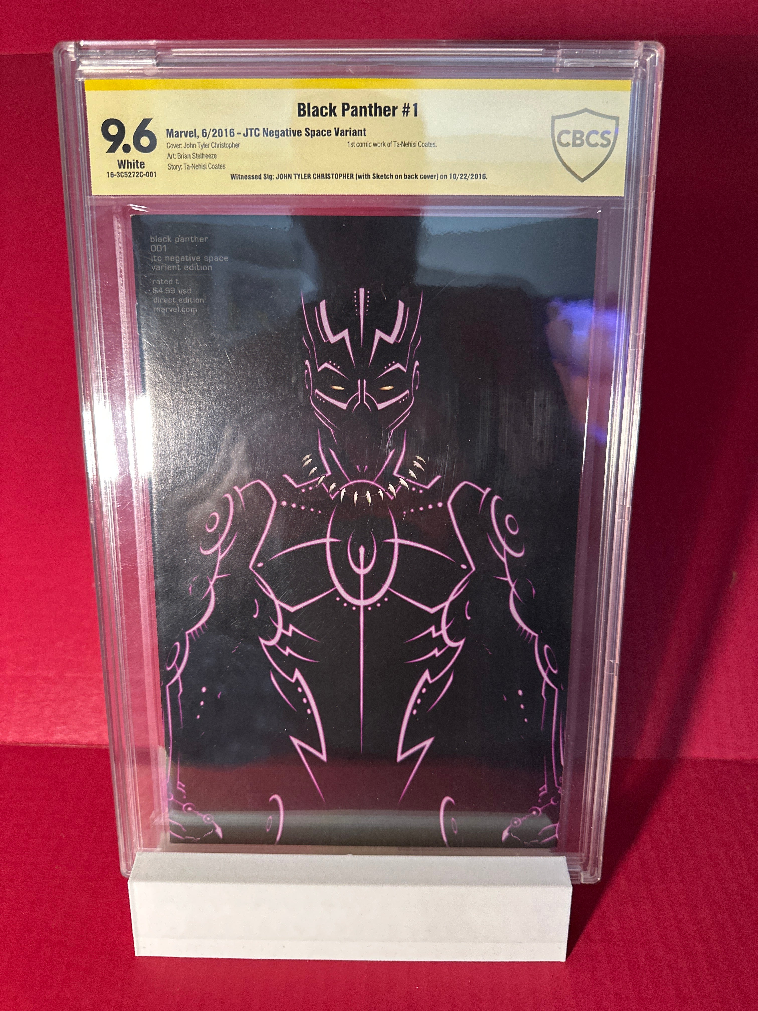 Black Panther #1 (Marvel 2016) JTC Negative Space Variant Signed with Sketch CBCS 9.6 by Ugly Monkey Comics