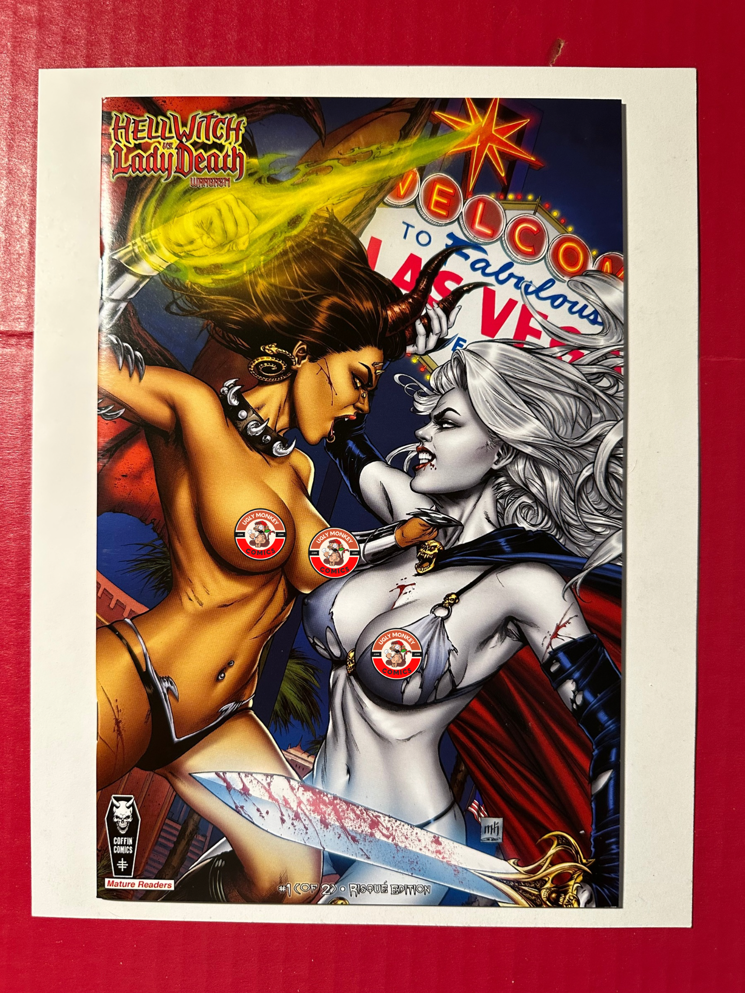 Hellwitch vs. Lady Death: Wargasm #1D (Coffin Comics 2022) Mike Krome Risque Variant by Ugly Monkey Comics