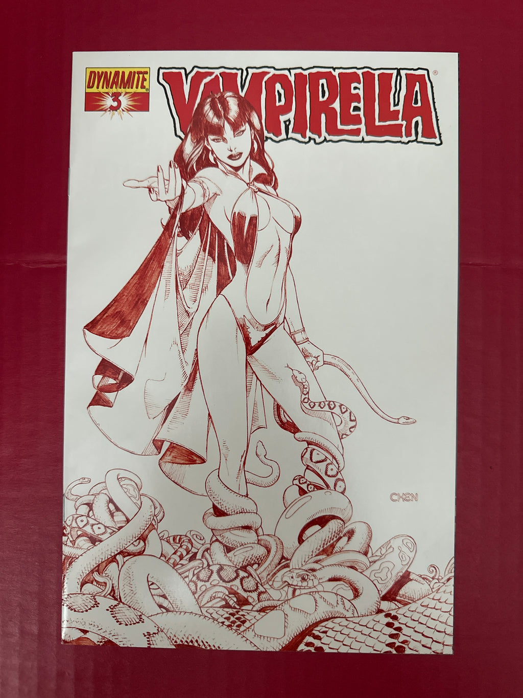 Vampirella, Vol. 1 #3 (Dynamite Entertainment 2011) Chen Blood Red 1:10 Variant Cover by Ugly Monkey Comics