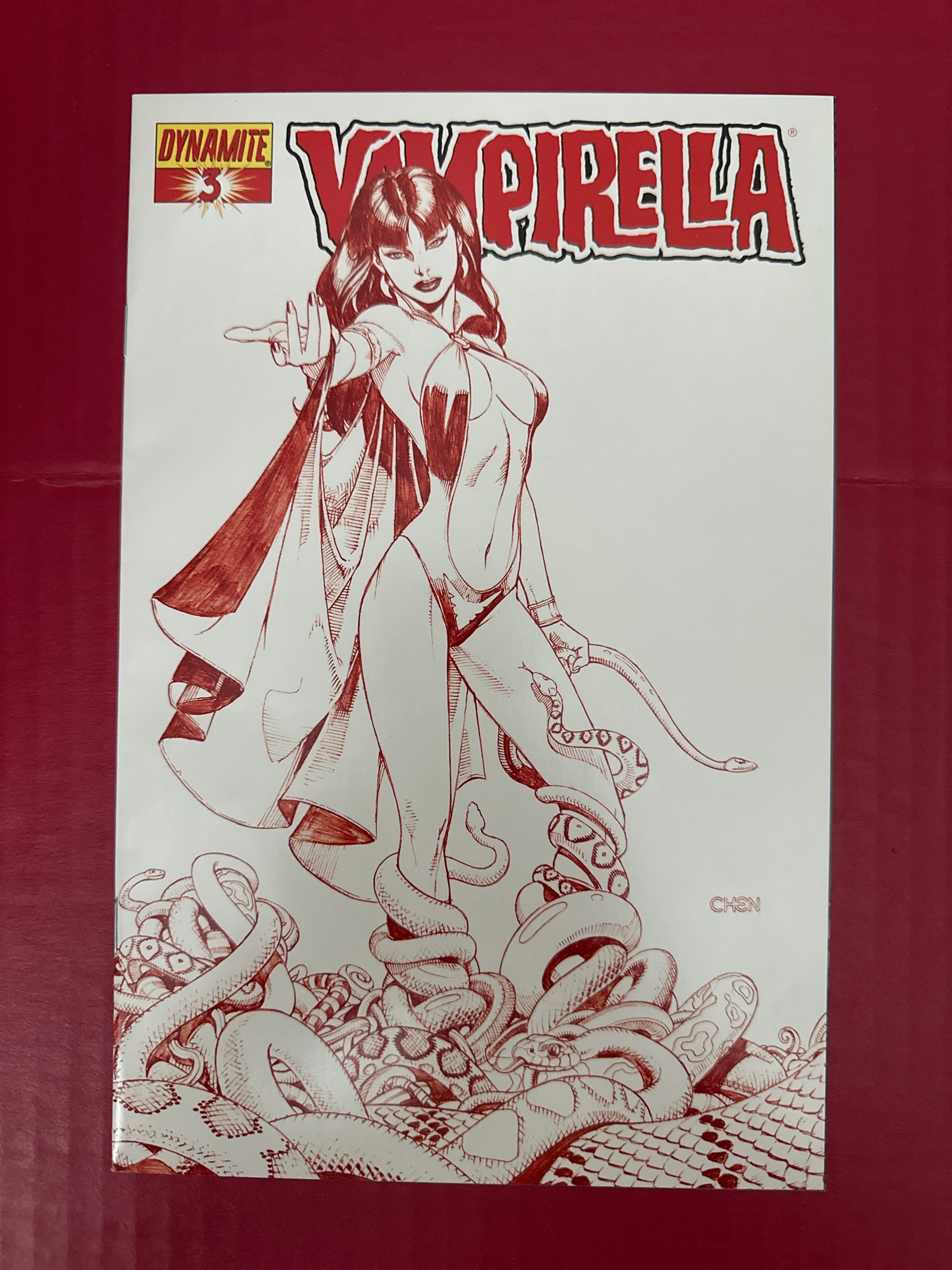Vampirella, Vol. 1 #3 (Dynamite Entertainment 2011) Chen Blood Red 1:10 Variant Cover by Ugly Monkey Comics