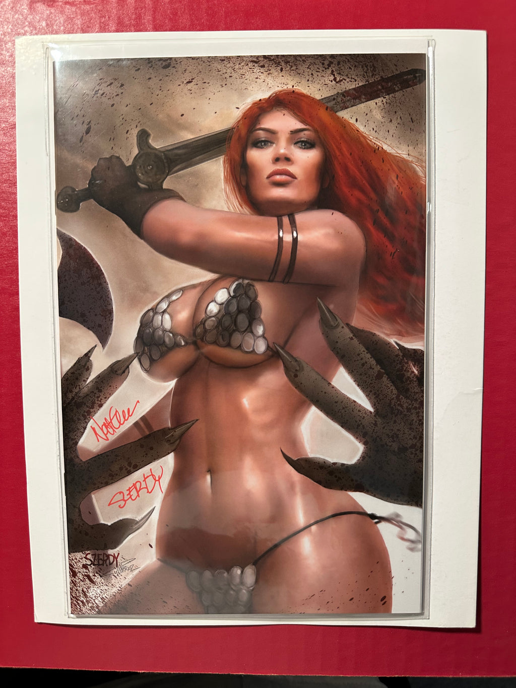The Invincible Red Sonja #3 (2021) Virgin Variant Signed by Nathan Szerdy Limited to 500 with COA by Ugly Monkey Comics