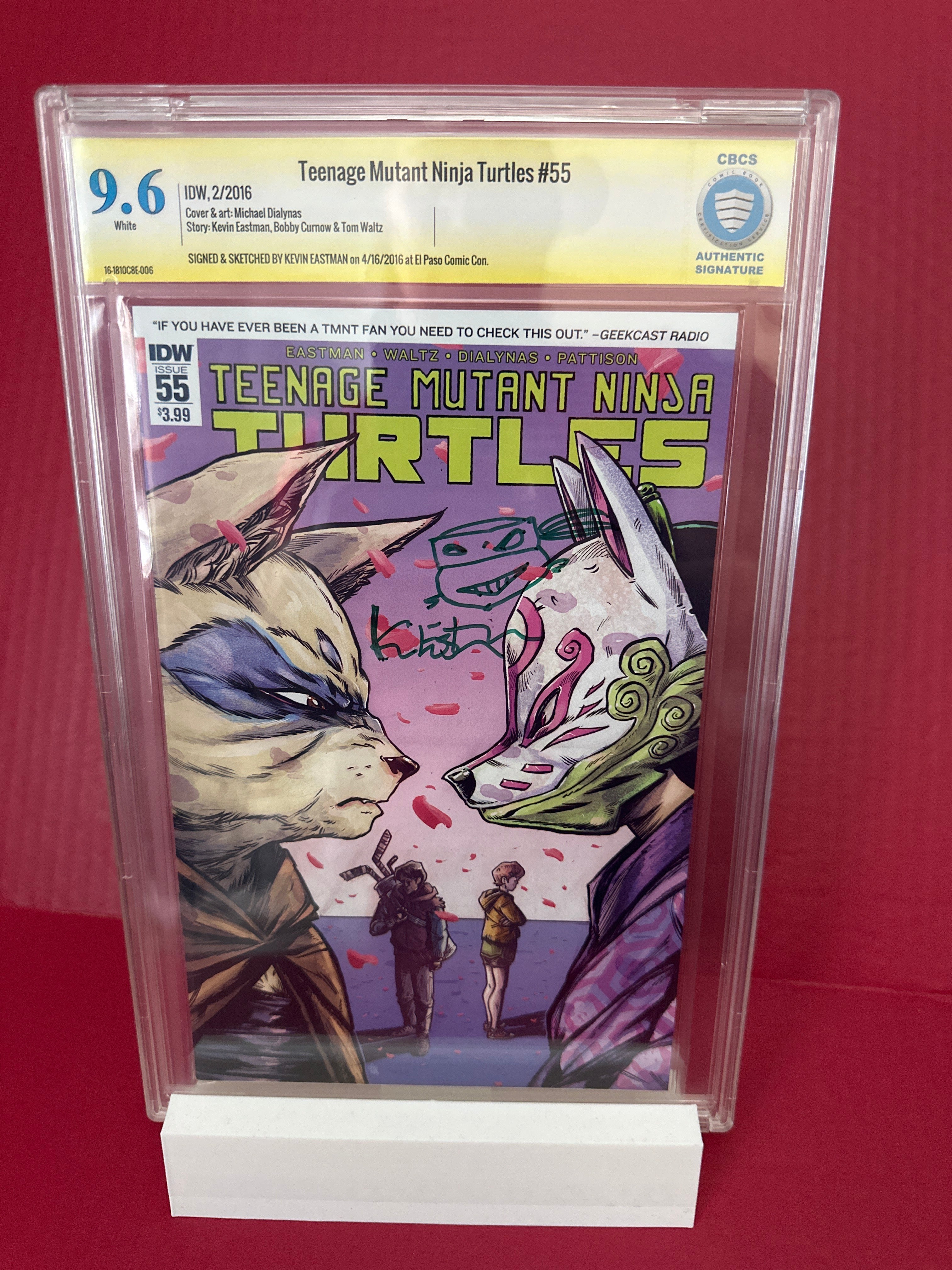 Teenage Mutant Ninja Turtles #55 (IDW 2016) CBCS 9.6 Signed & Remarked by Ugly Monkey Comics
