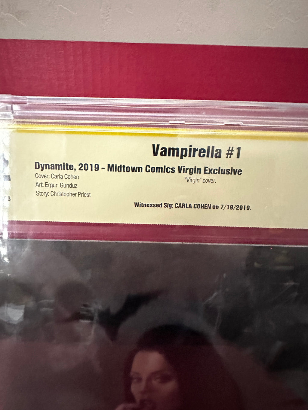 Vampirella, Vol. 6 #1 Carla Cohen Virgin Variant (2019) CBCS 9.2 Witnessed Signature Carla Cohen by Ugly Monkey Comics