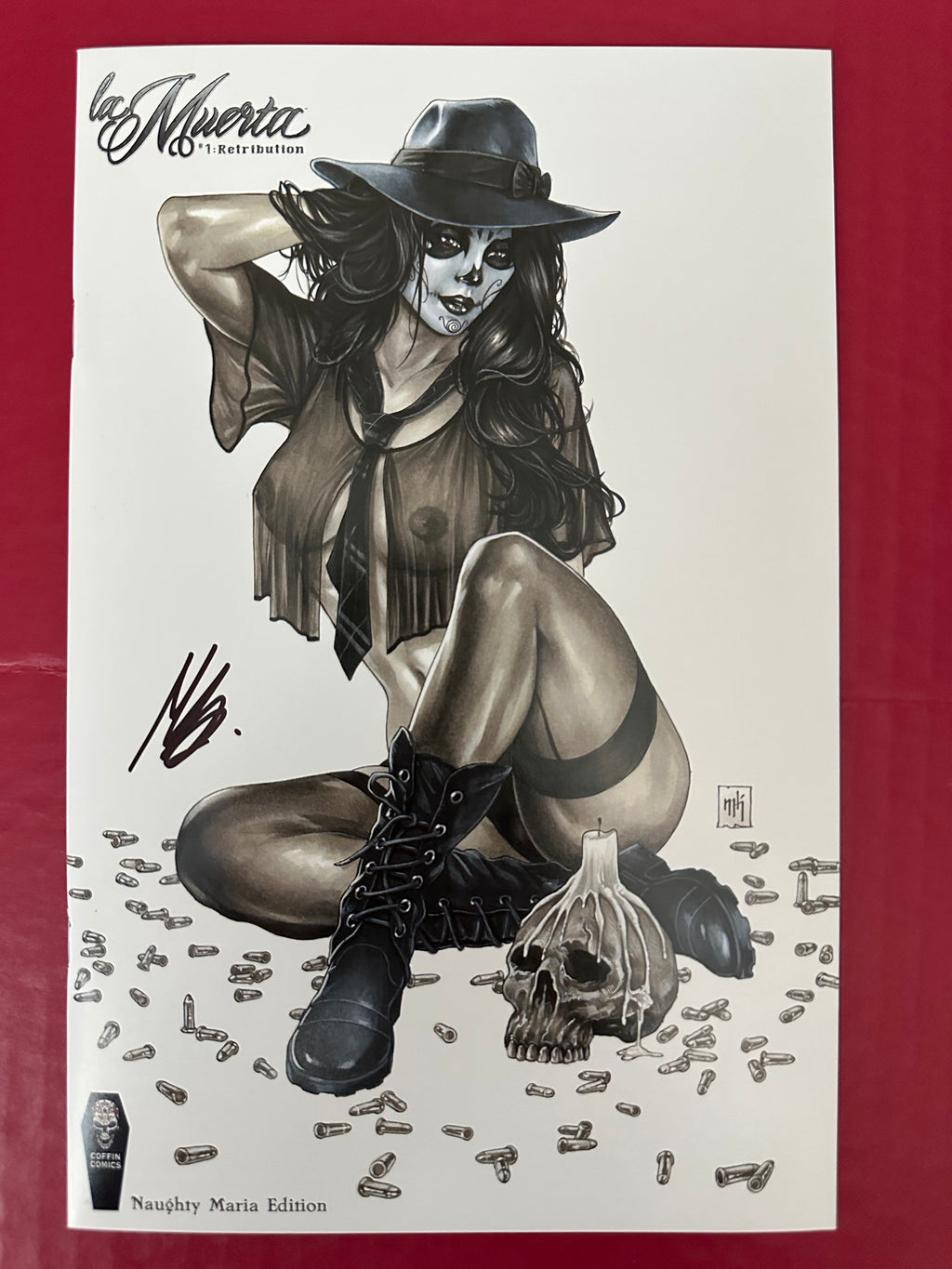 La Muerta: Retribution #1 (2018) Variant Mike Krome Naughty Maria Cover Signed with COA