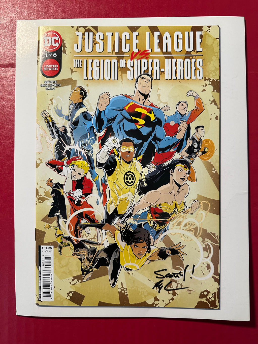 Justice League vs. The Legion of Super-Heroes #1 (2022) Double Signed by Ugly Monkey Comics