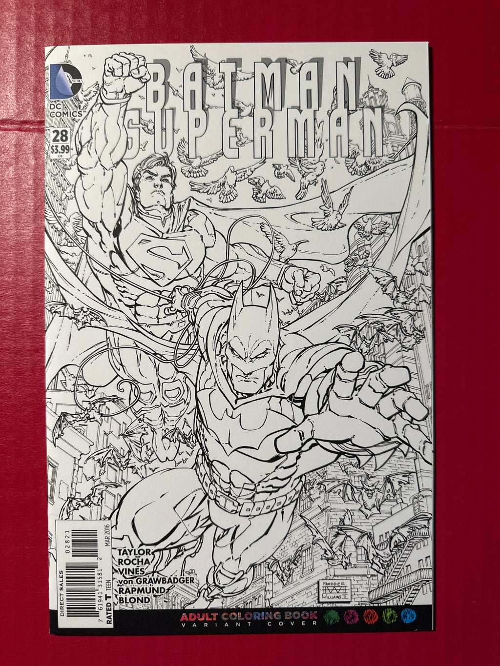Batman / Superman #28 (DC Comics 2016) Adult Coloring Book Variant by Ugly Monkey Comics