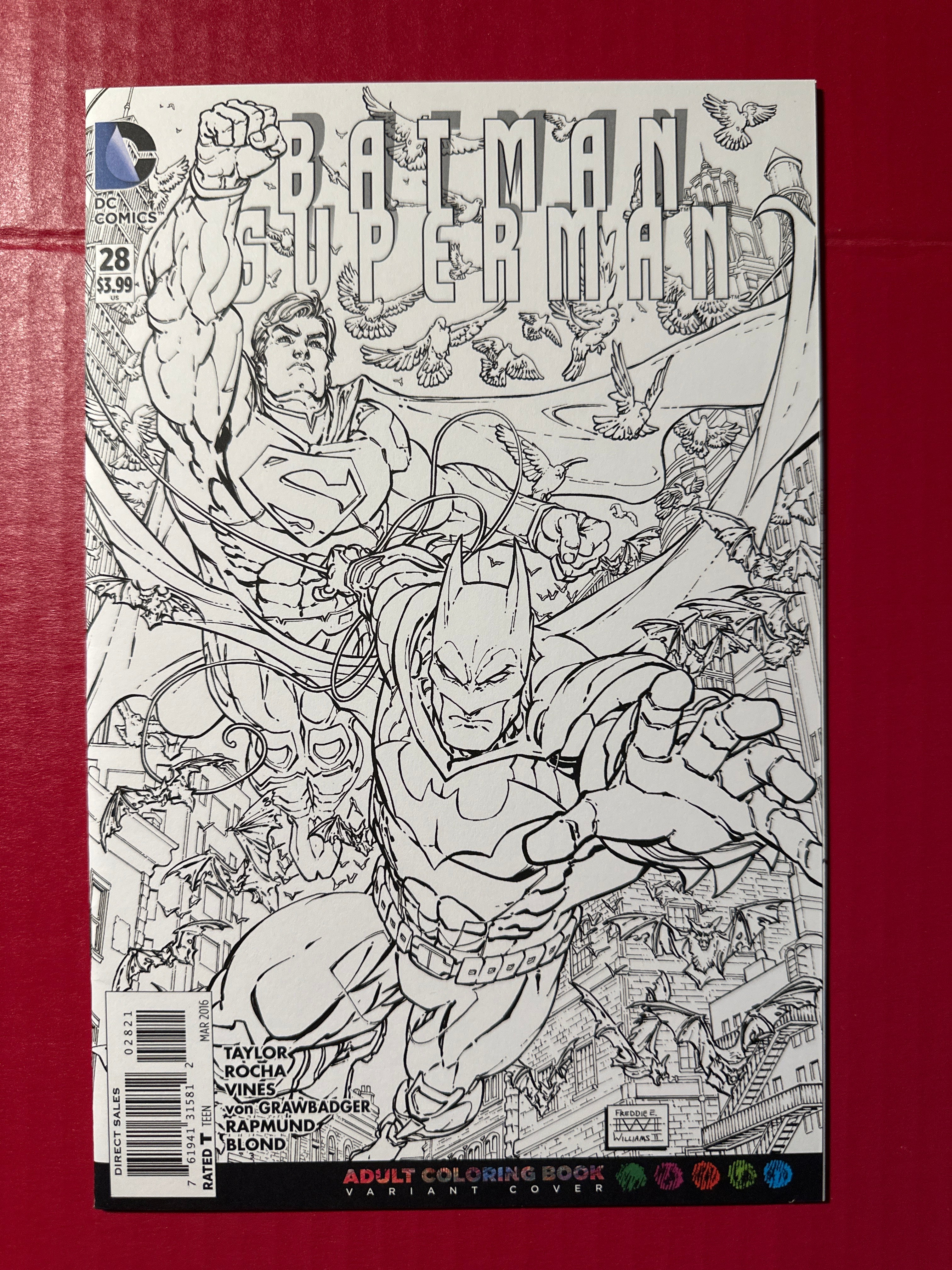 Batman / Superman #28 (DC Comics 2016) Adult Coloring Book Variant by Ugly Monkey Comics