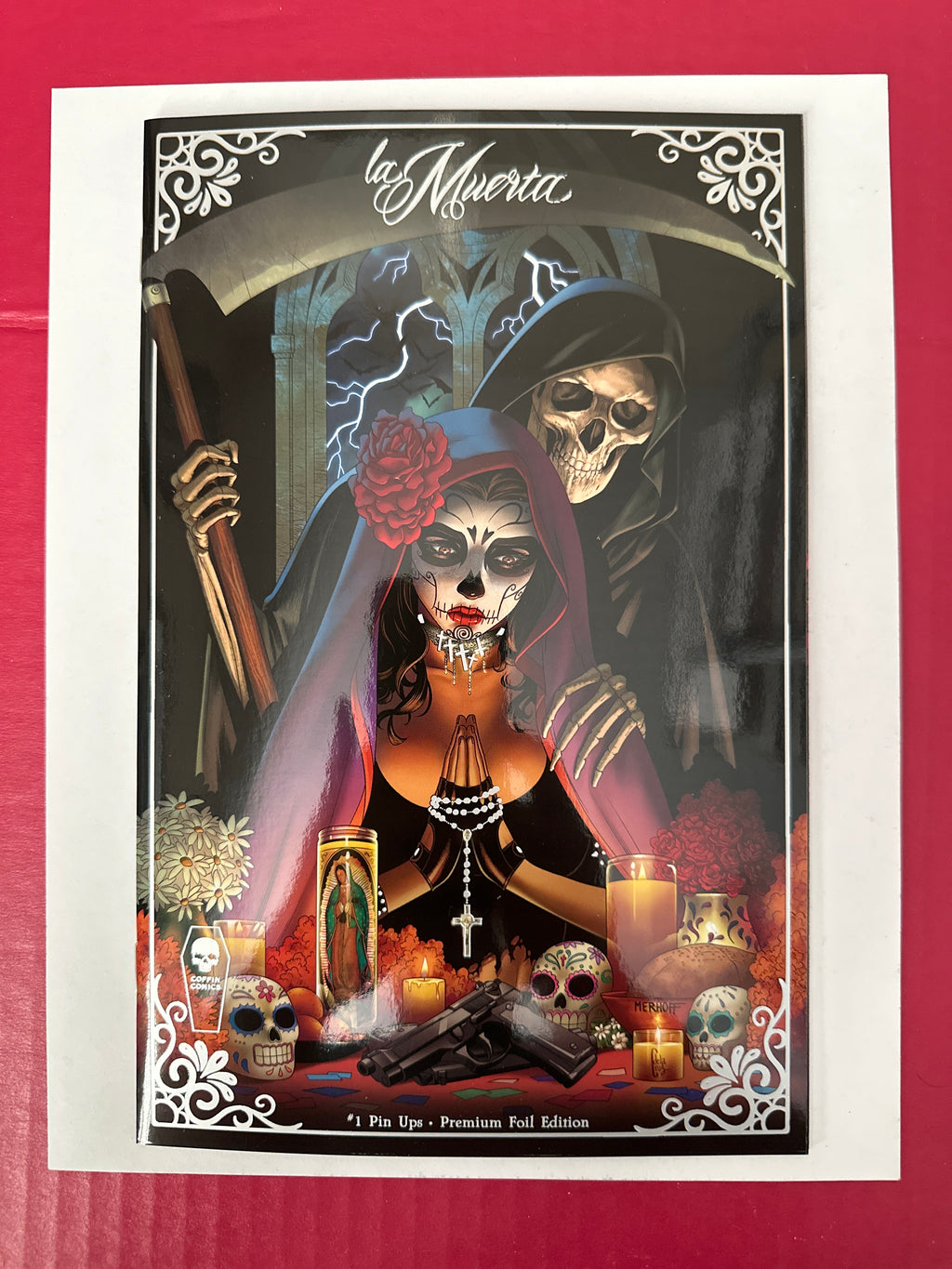 La Muerta Pin Ups #1C (Coffin Comics 2017) Matt Merhoff Foil Premium Cover by Ugly Monkey Comics