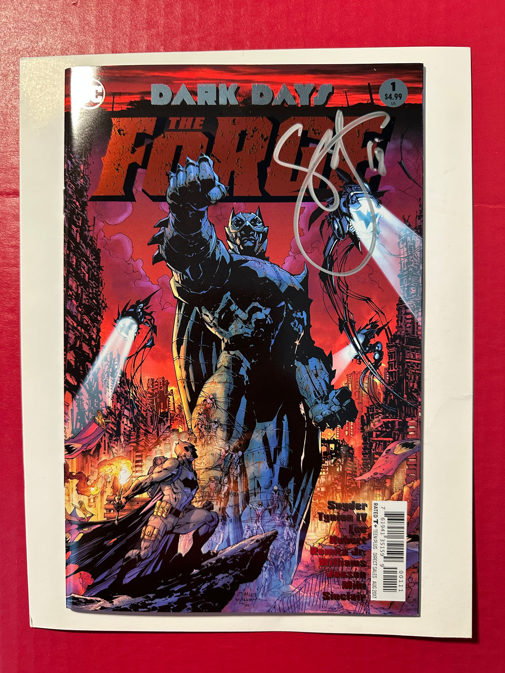 Dark Days: The Forge #1 (2017) Regular Jim Lee & Scott Williams Metal Foil Cover Key Signed by Ugly Monkey Comics