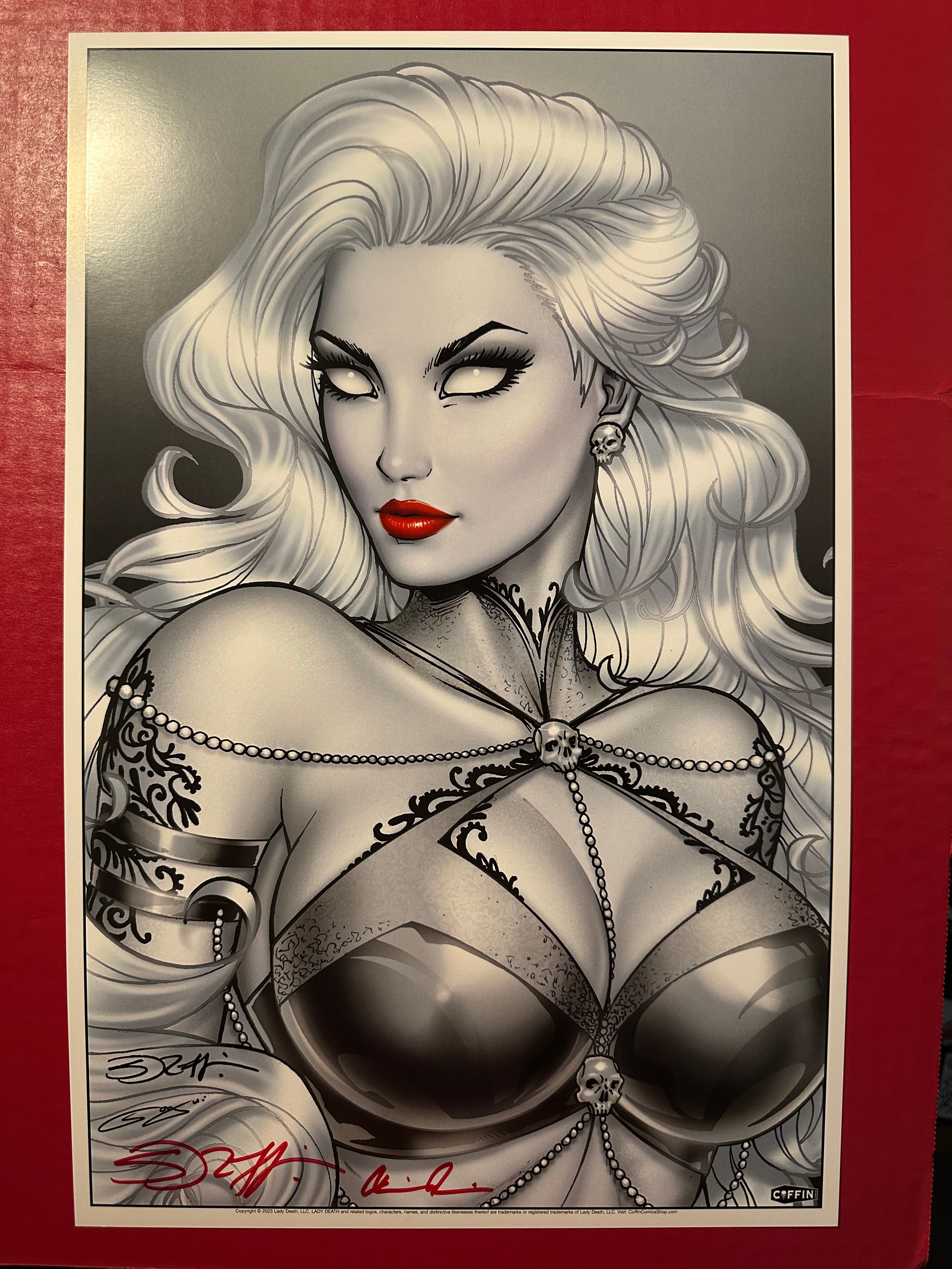 Lady Death: Echoes Sorah Suhng Silver Chase Variant 11x17 Poster Signed by Sorah Suhng and Brian Pulido
