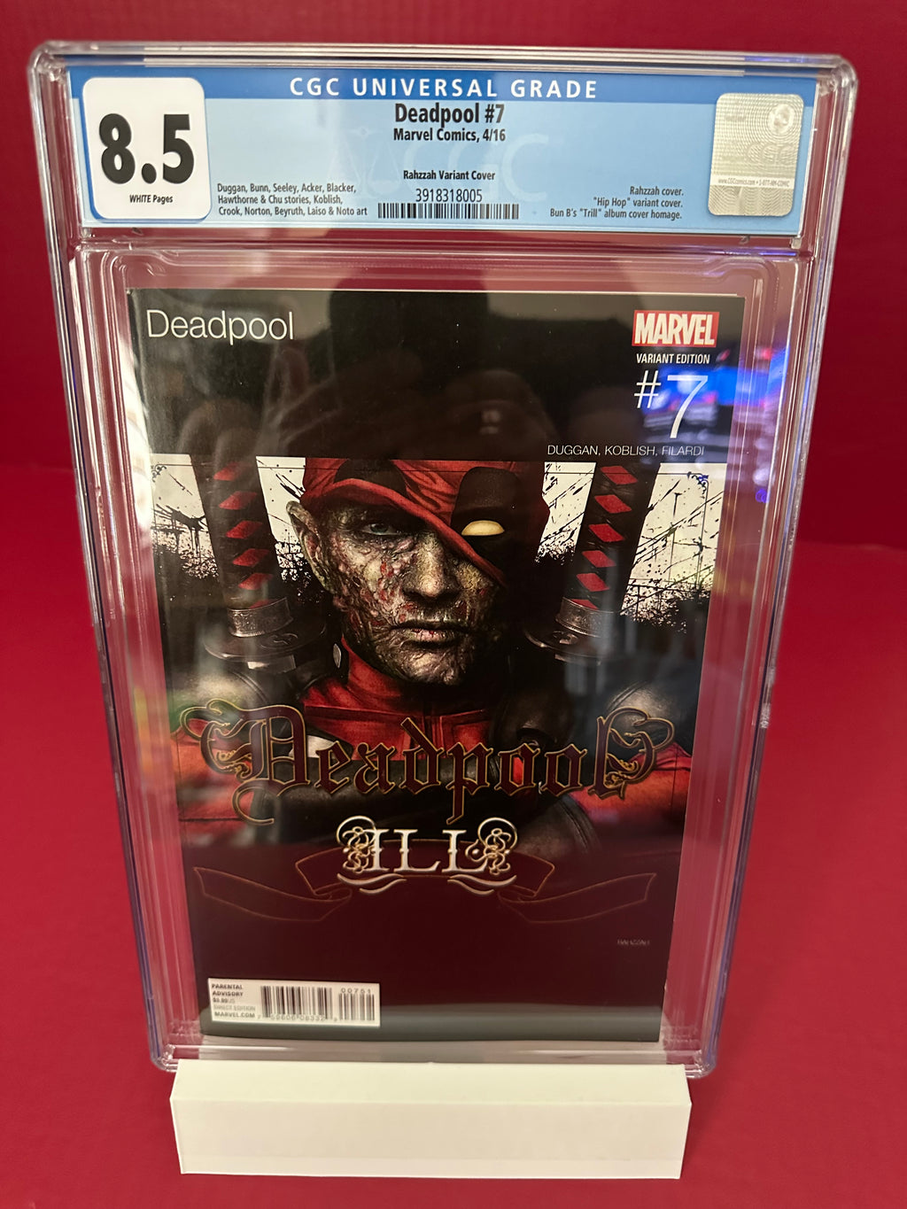 Deadpool, Vol. 5 #7 (2016) CGC 8.5 Variant Marvel Hip-Hop Cover by Ugly Monkey Comics