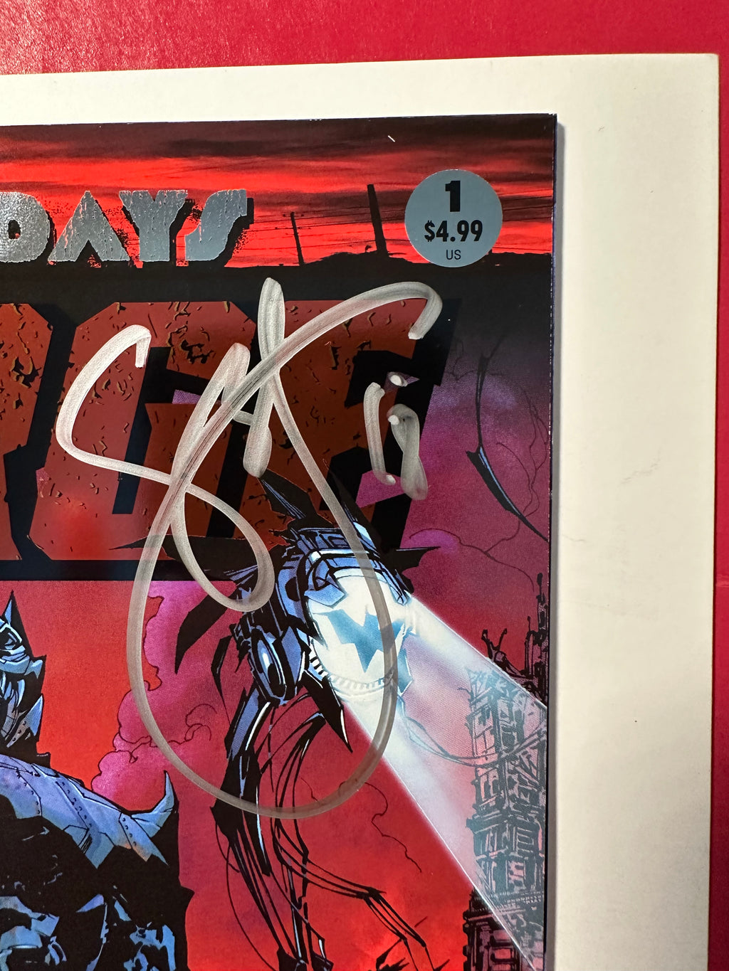 Dark Days: The Forge #1 (2017) Regular Jim Lee & Scott Williams Metal Foil Cover Key Signed by Ugly Monkey Comics