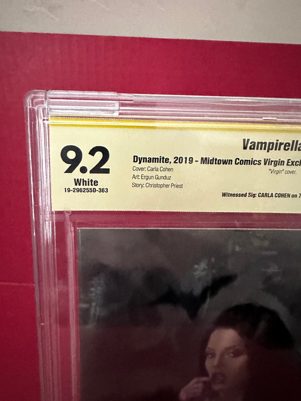 Vampirella, Vol. 6 #1 Carla Cohen Virgin Variant (2019) CBCS 9.2 Witnessed Signature Carla Cohen by Ugly Monkey Comics
