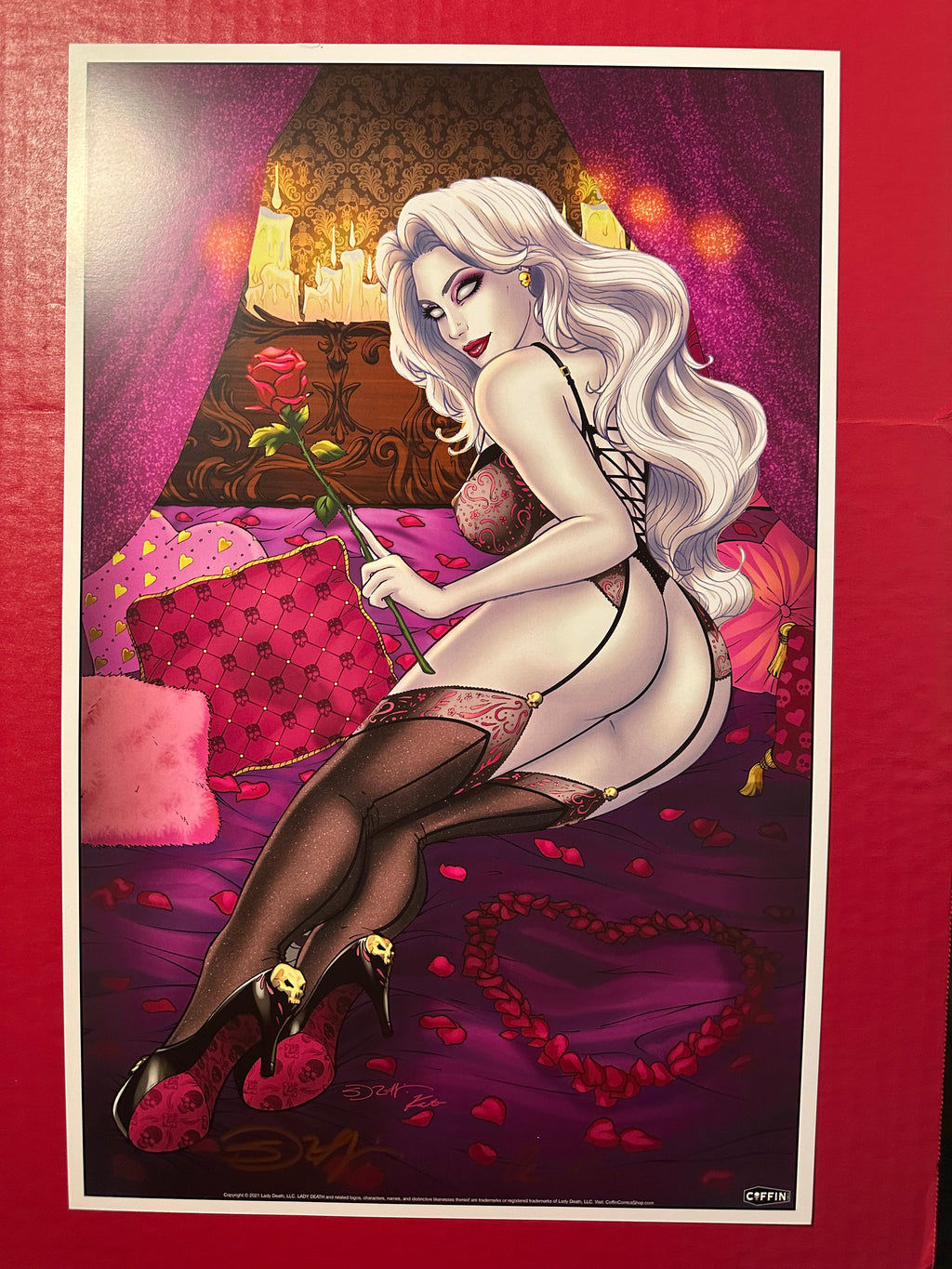 Lady Death: Retribution Naughty Bedroom Eyes Edition 11x17 Poster Signed Sorah Suhng and Brian Pulido