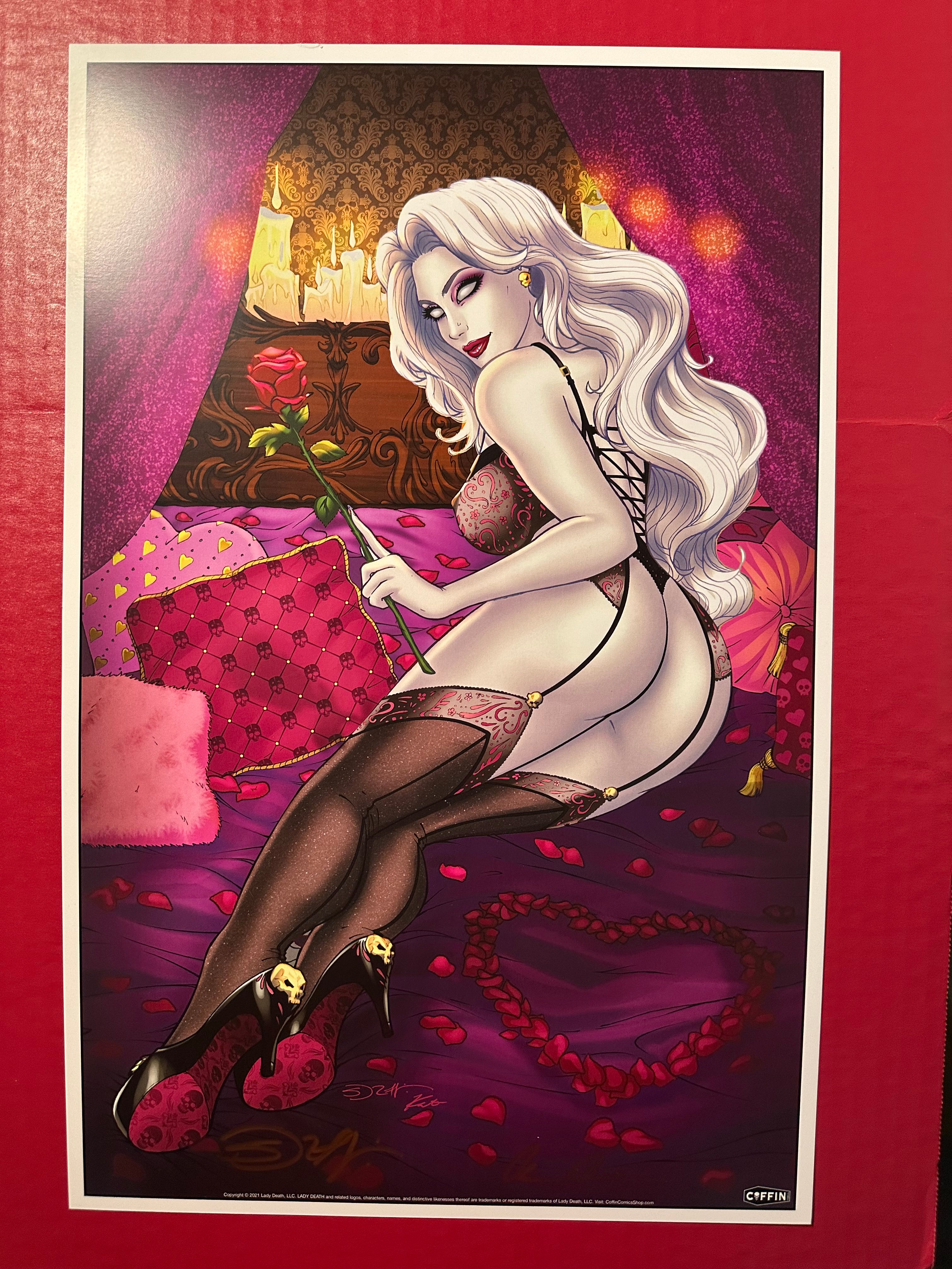 Lady Death: Retribution Naughty Bedroom Eyes Edition 11x17 Poster Signed Sorah Suhng and Brian Pulido