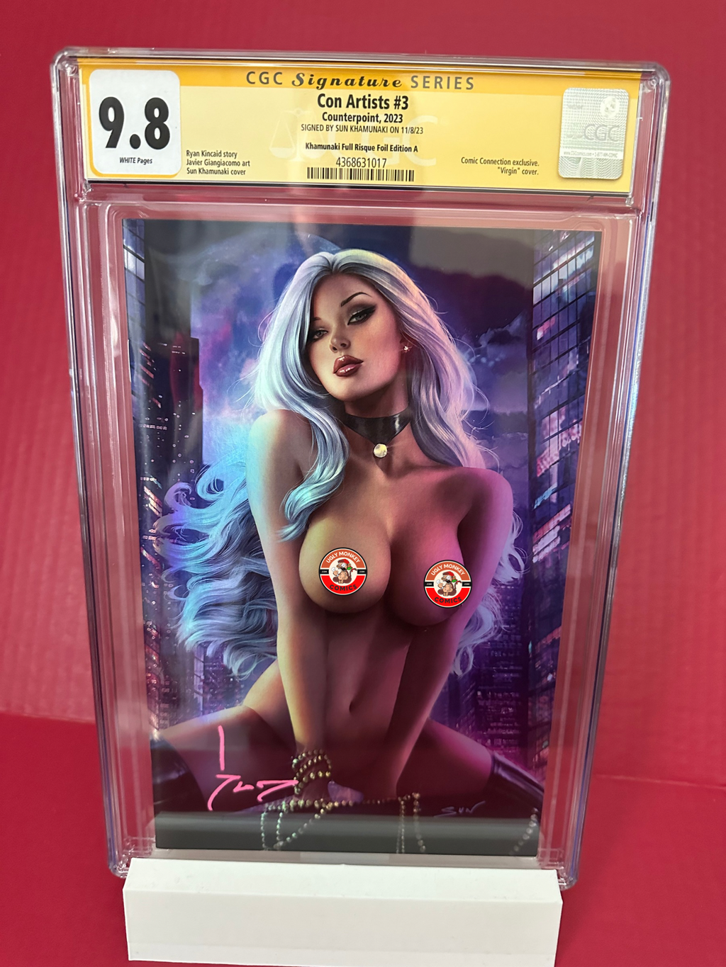 Con Artist #3 Virgin Full Risque Foil (Counterpoint 2013) CGC 9.8 Signed by Sun by Ugly Monkey Comics
