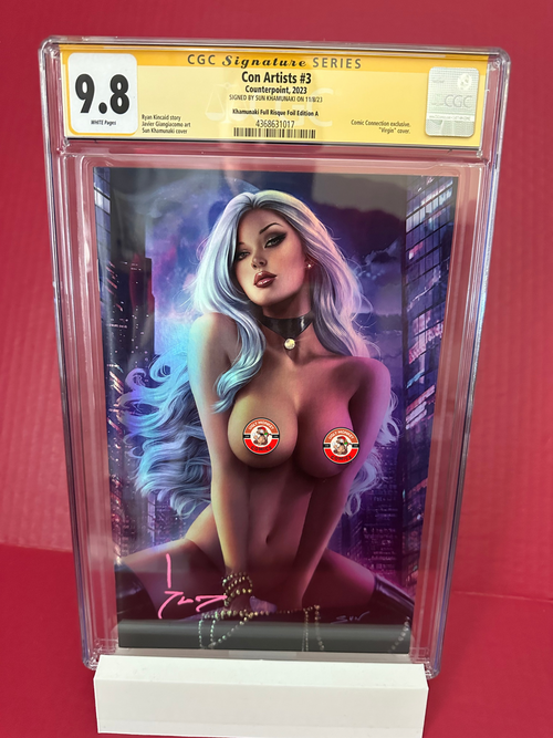 Con Artist #3 Virgin Full Risque Foil (Counterpoint 2013) CGC 9.8 Signed by Sun by Ugly Monkey Comics