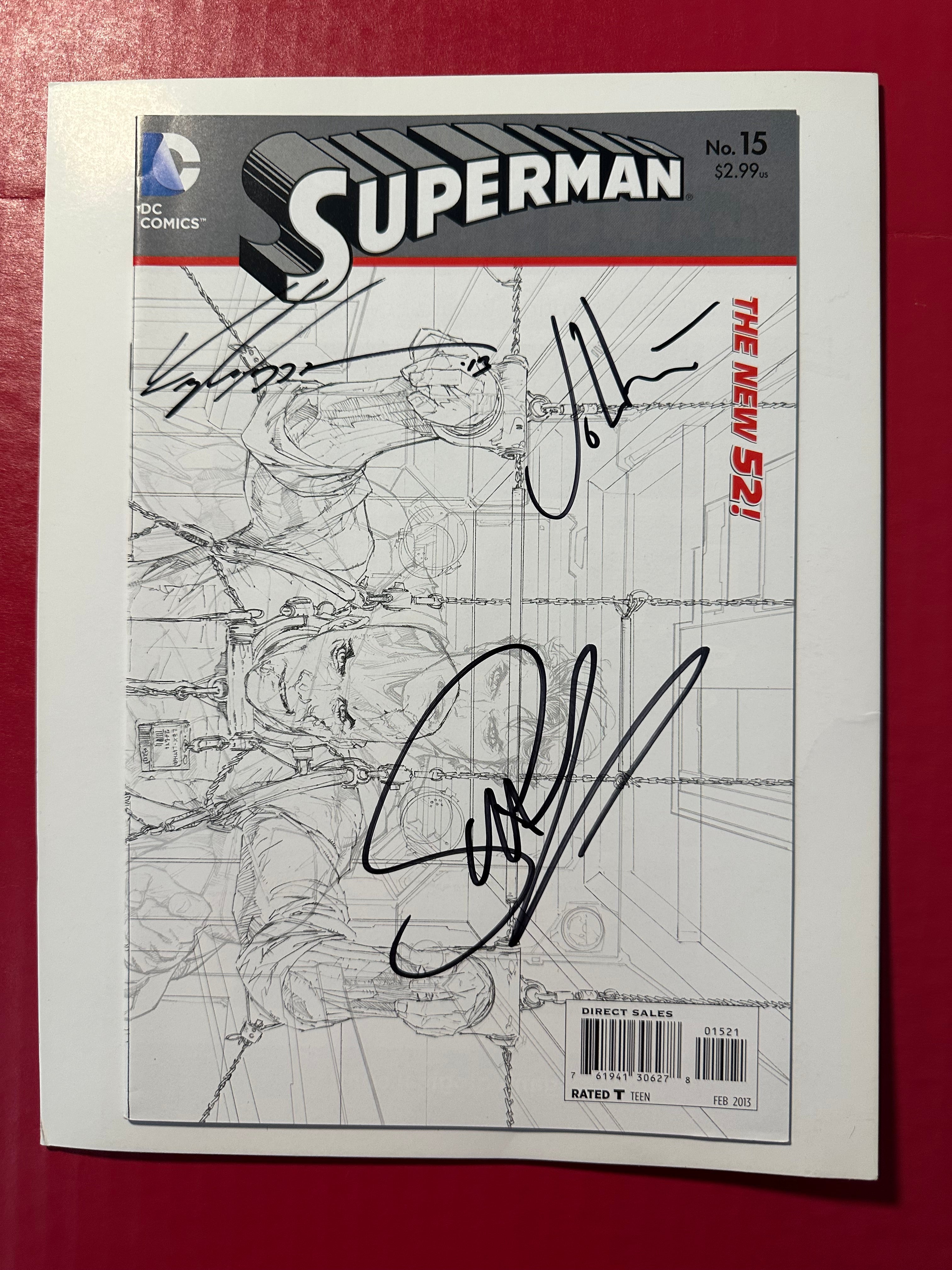 Superman, Vol. 3 #15 (2013) Incentive Sketch Variant (1:25) Triple Signed
