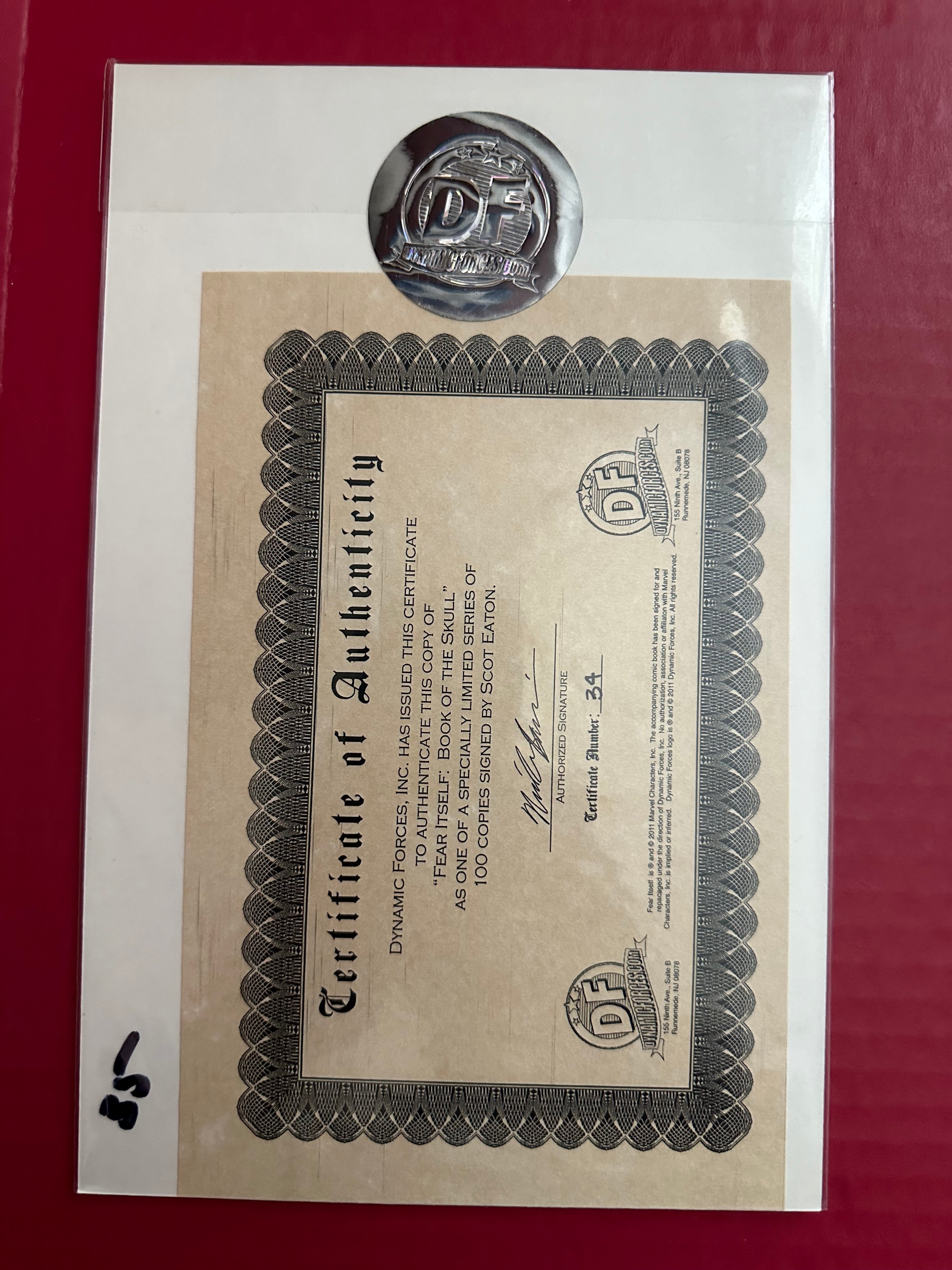 Fear itself Book of the Skull signed by Scott Eaton COA