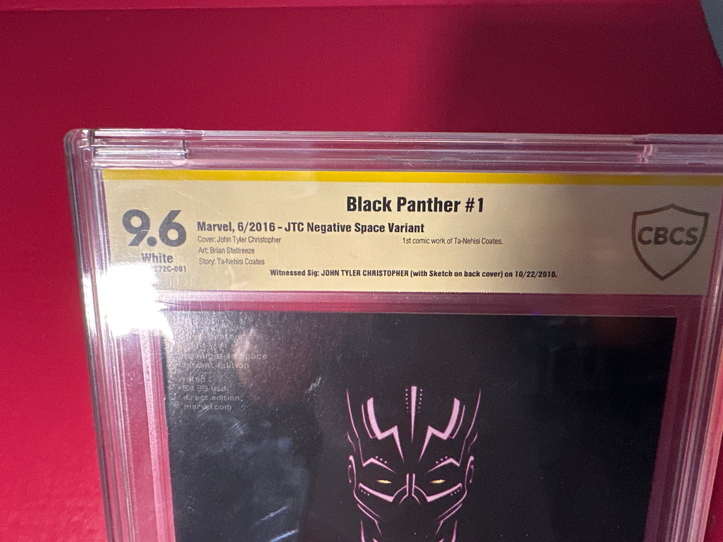 Black Panther #1 (Marvel 2016) JTC Negative Space Variant Signed with Sketch CBCS 9.6 by Ugly Monkey Comics