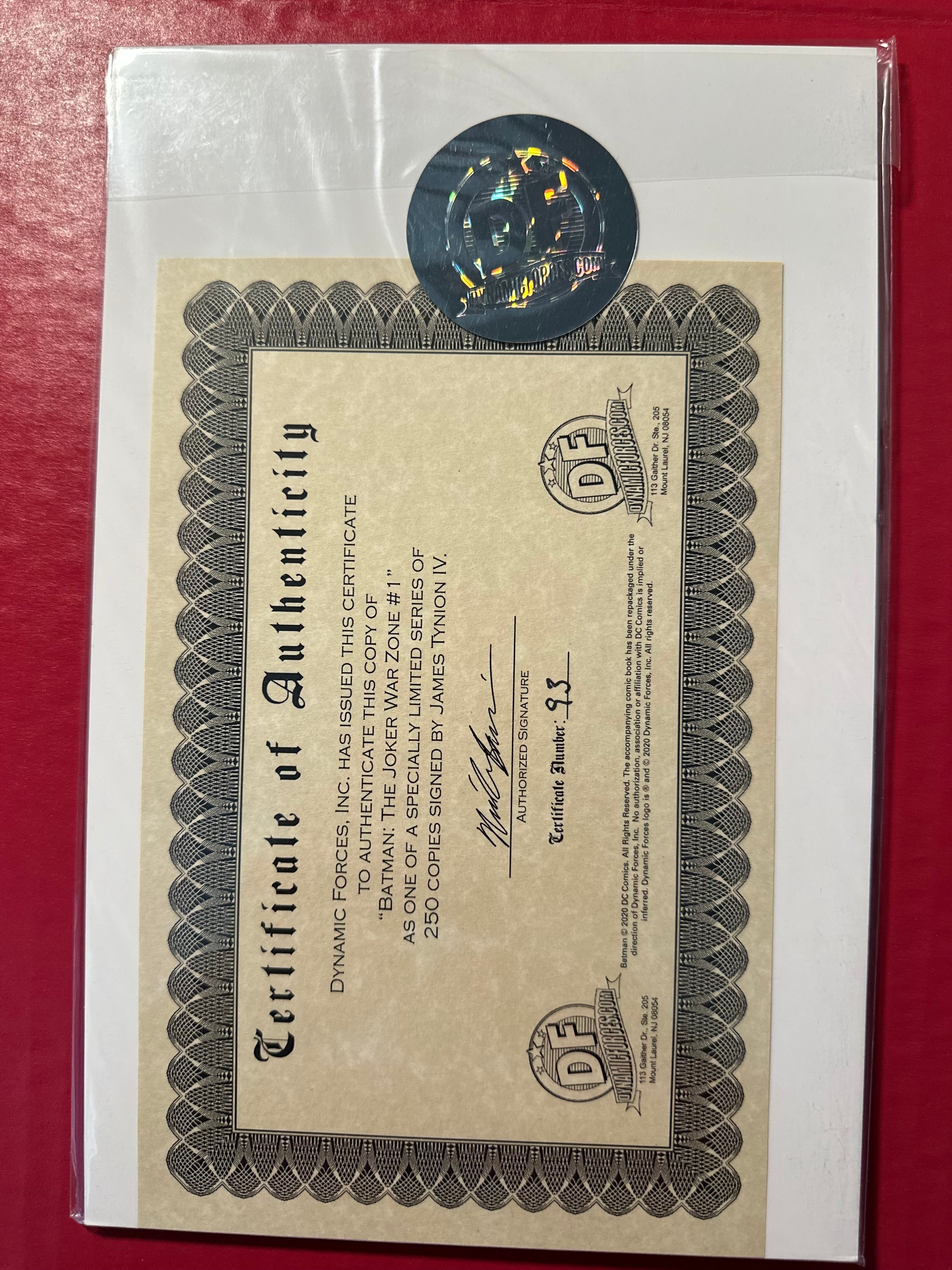 Batman: The Joker: War Zone #1 Key 1st Appearance Signed with COA by Ugly Monkey Comics