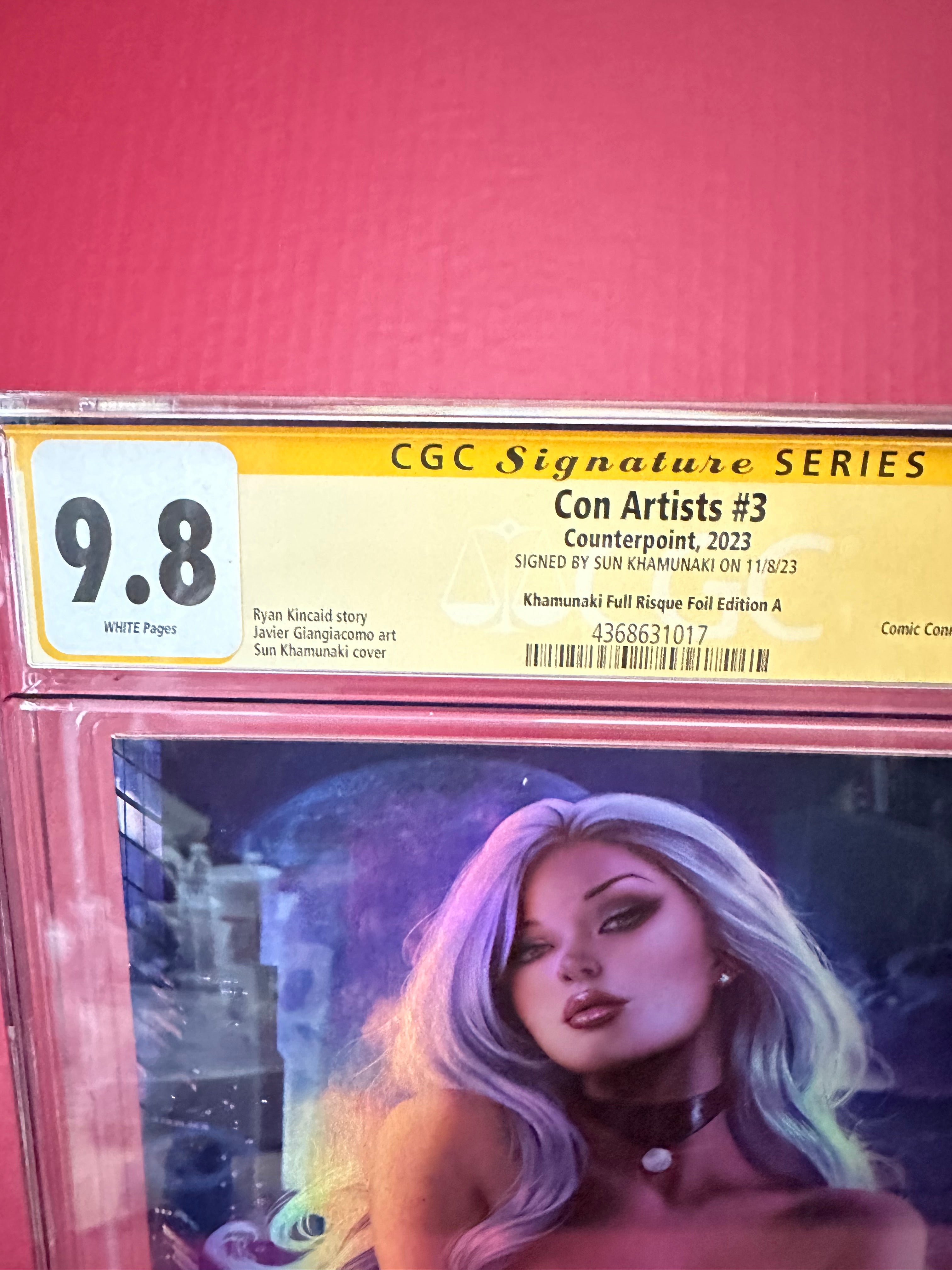 Con Artist #3 Virgin Full Risque Foil (Counterpoint 2013) CGC 9.8 Signed by Sun by Ugly Monkey Comics