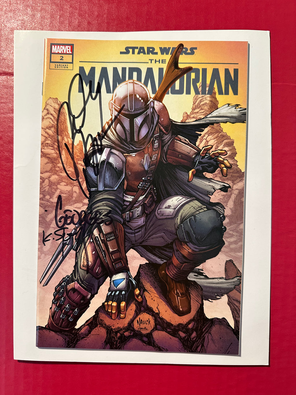 Star Wars: The Mandalorian #2 (2022) Key 1st full app. Grogu Triple Signed by Ugly Monkey Comics