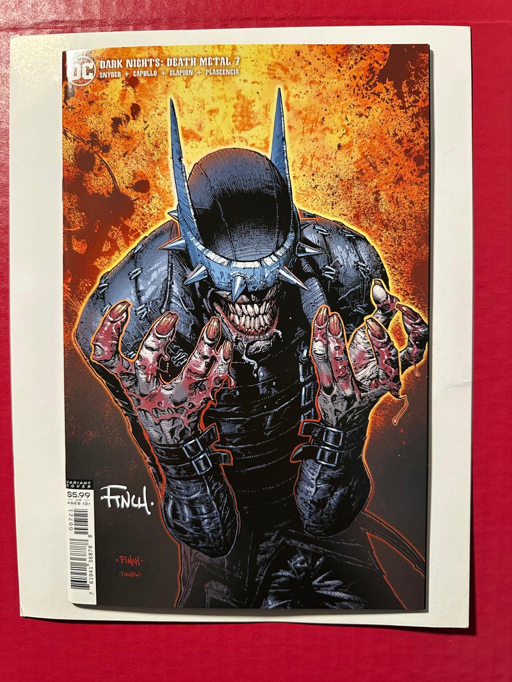 Dark Nights: Death Metal #7 (2021) Key Variant David Finch Batman Who Laughs Cover Signed by Ugly Monkey Comics