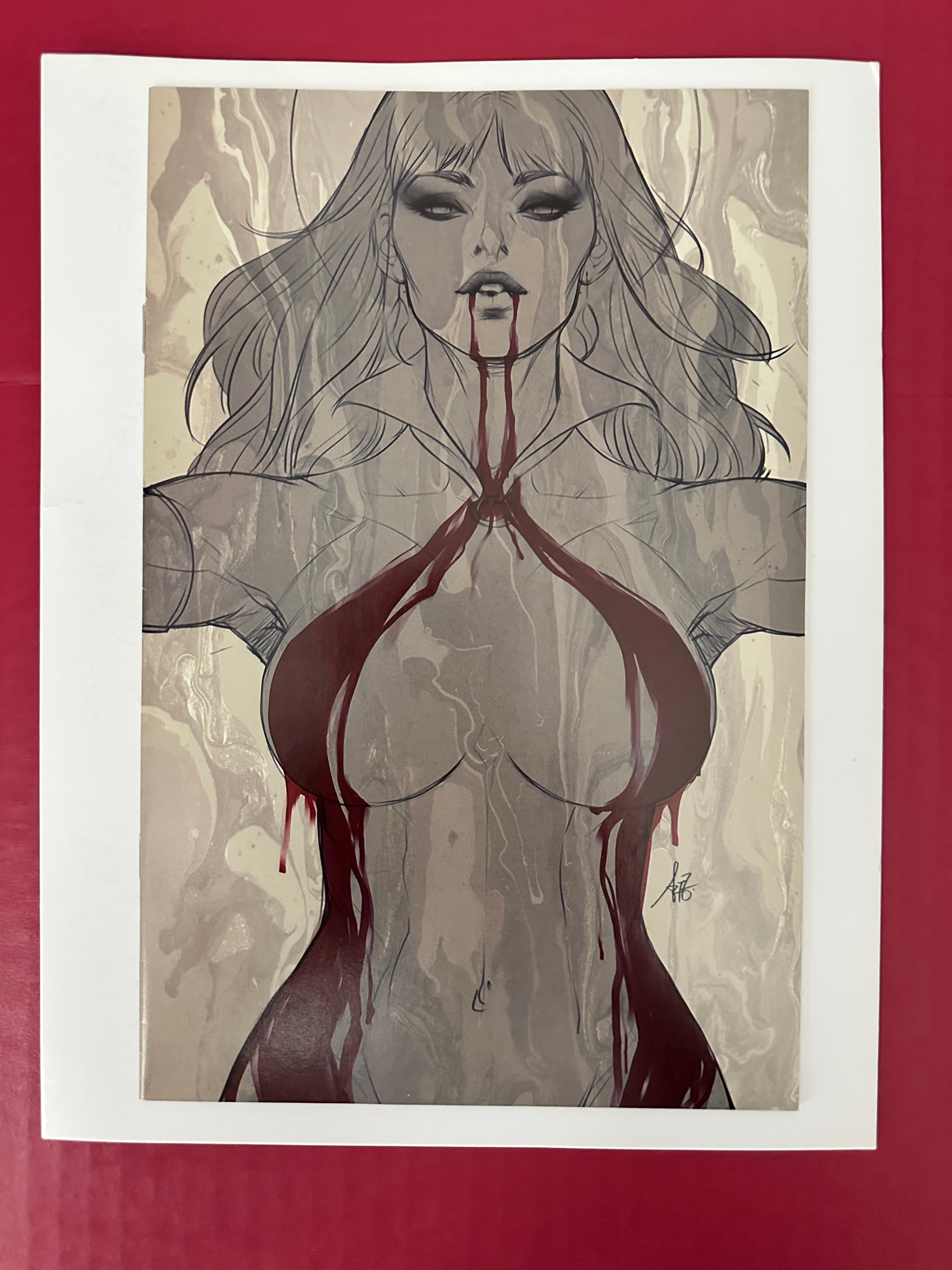Vampirella, Vol. 6 #1 (2019) Incentive Stanley Artgerm Lau Sneak Peek Virgin Variant Cover by Ugly Monkey Comics