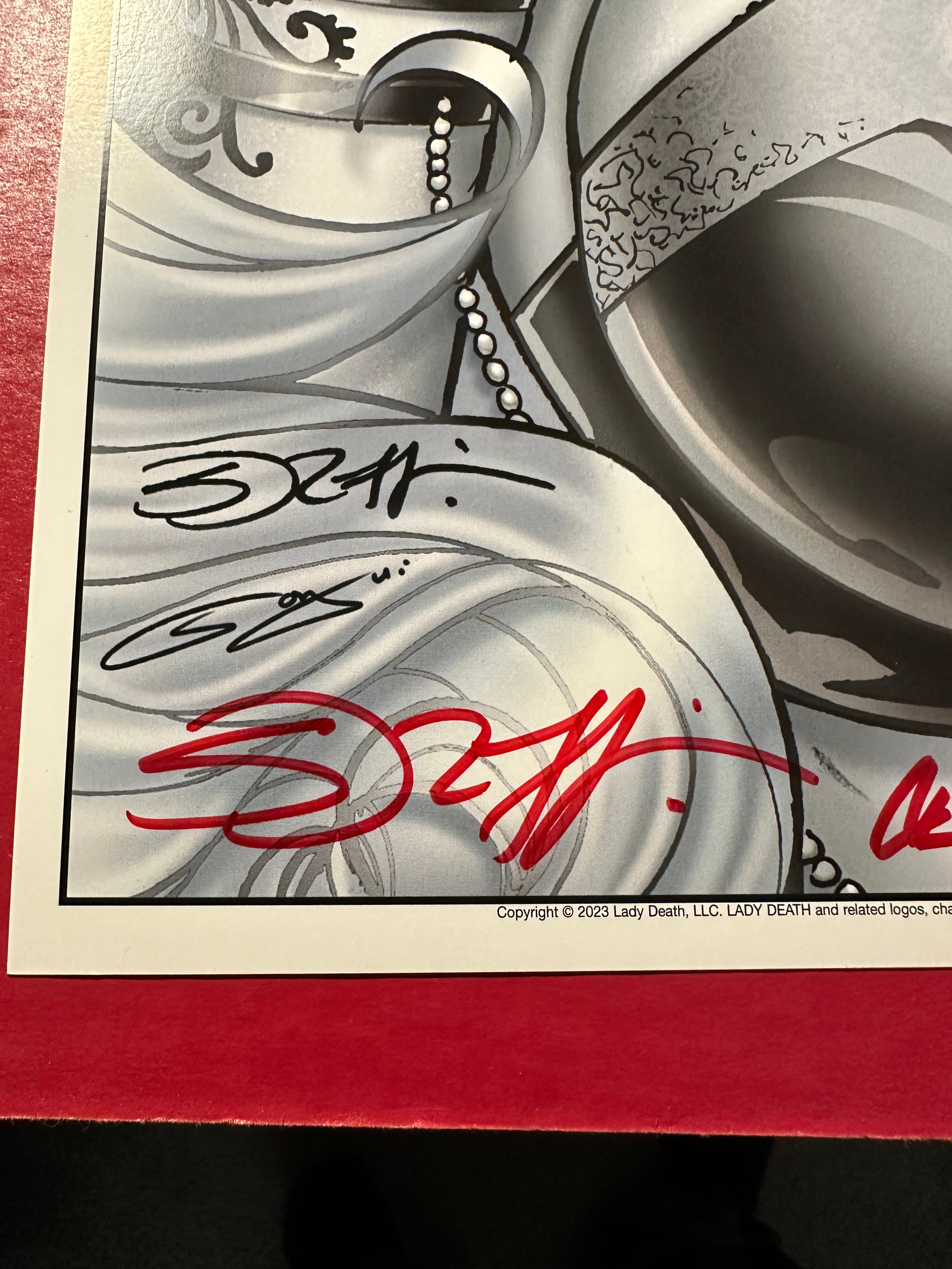 Lady Death: Echoes Sorah Suhng Silver Chase Variant 11x17 Poster Signed by Sorah Suhng and Brian Pulido