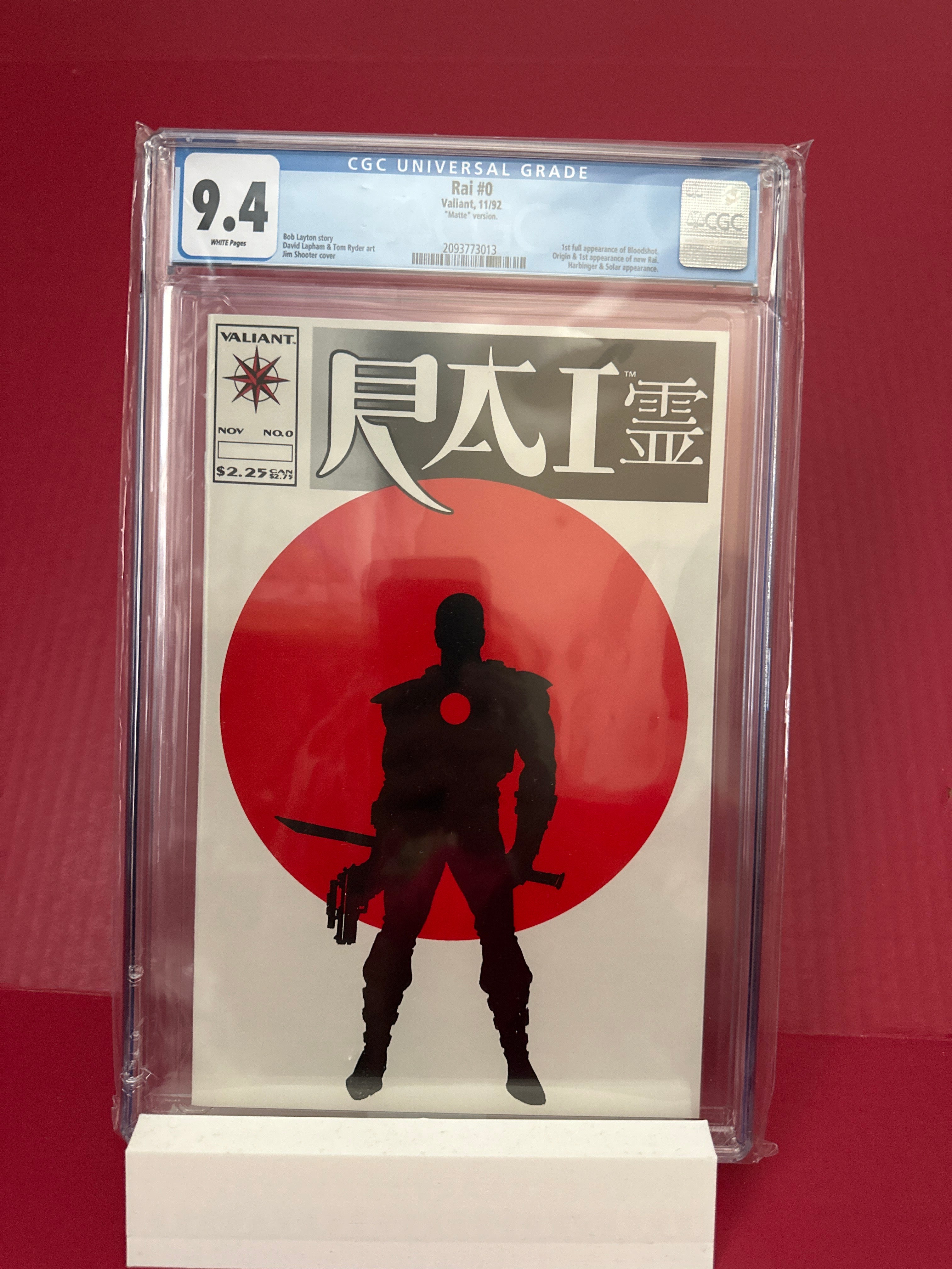 Rai, Vol. 1 #0A (1992) CGC 9.4 1st full app. of Bloodshot by Ugly Monkey Comics
