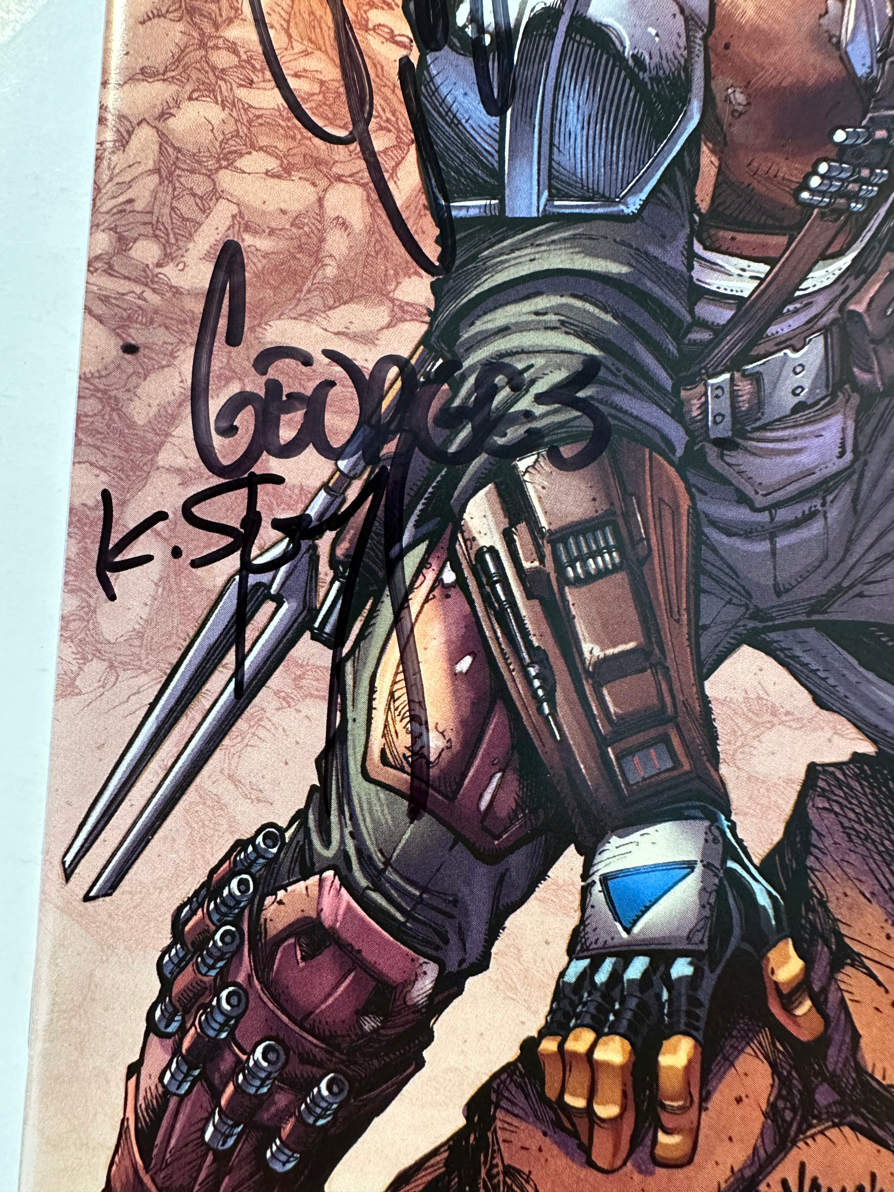 Star Wars: The Mandalorian #2 (2022) Key 1st full app. Grogu Triple Signed by Ugly Monkey Comics