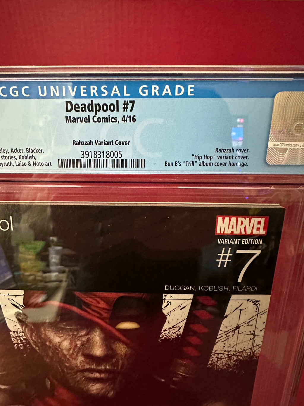 Deadpool, Vol. 5 #7 (2016) CGC 8.5 Variant Marvel Hip-Hop Cover by Ugly Monkey Comics