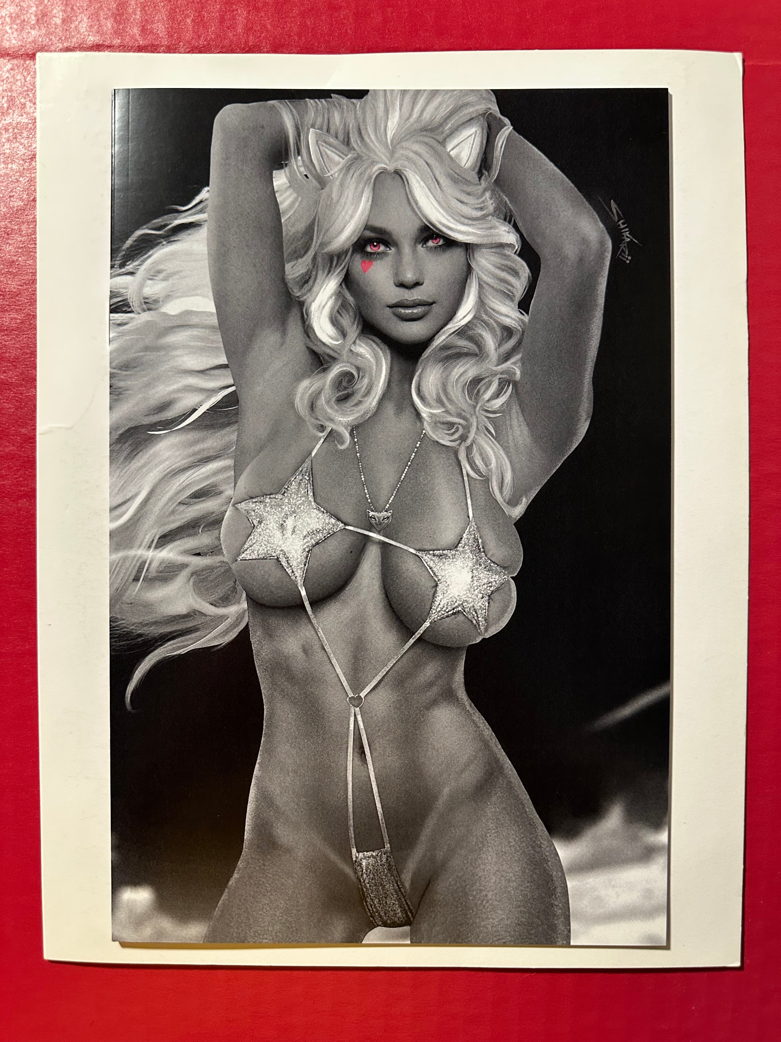 Miss Meow, Vol. 2 #3 (2022) Shikarii Exclusive lack and White Virgin Variant Limited to 10 by Ugly Monkey Comics