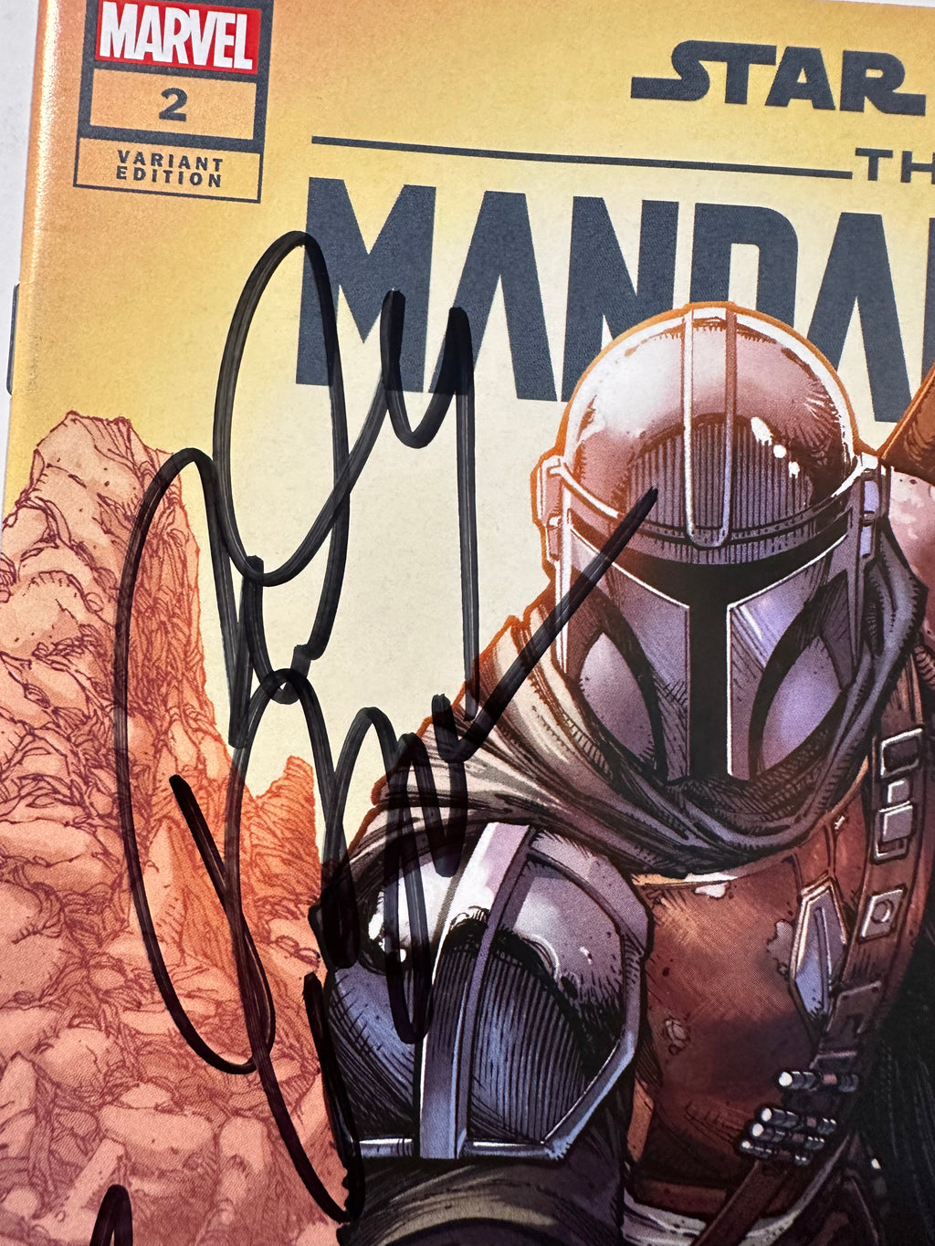 Star Wars: The Mandalorian #2 (2022) Key 1st full app. Grogu Triple Signed by Ugly Monkey Comics