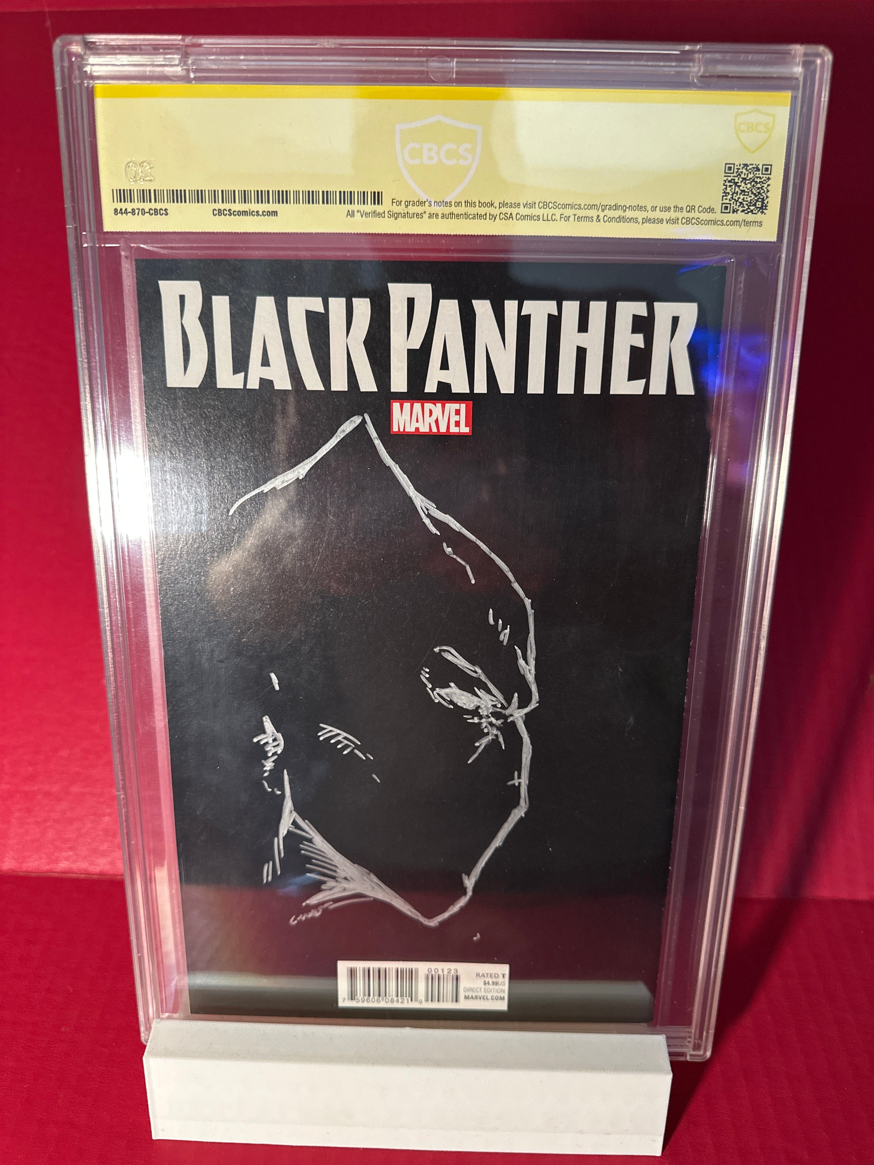 Black Panther #1 (Marvel 2016) JTC Negative Space Variant Signed with Sketch CBCS 9.6 by Ugly Monkey Comics