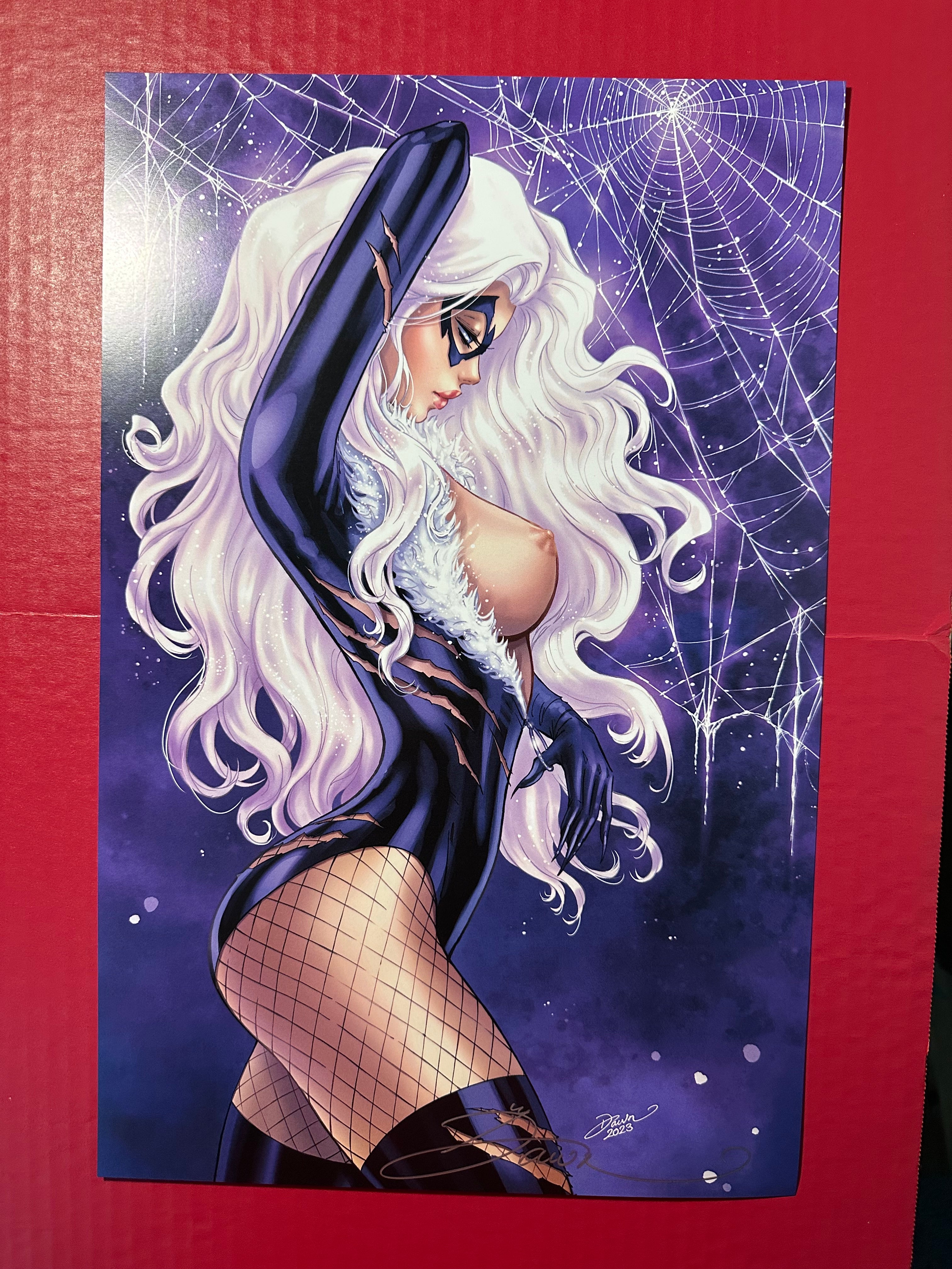 Dawn McTeigue 11x17 Beautiful Black Cat Poster Naughty Variant Signed in Silver Marker