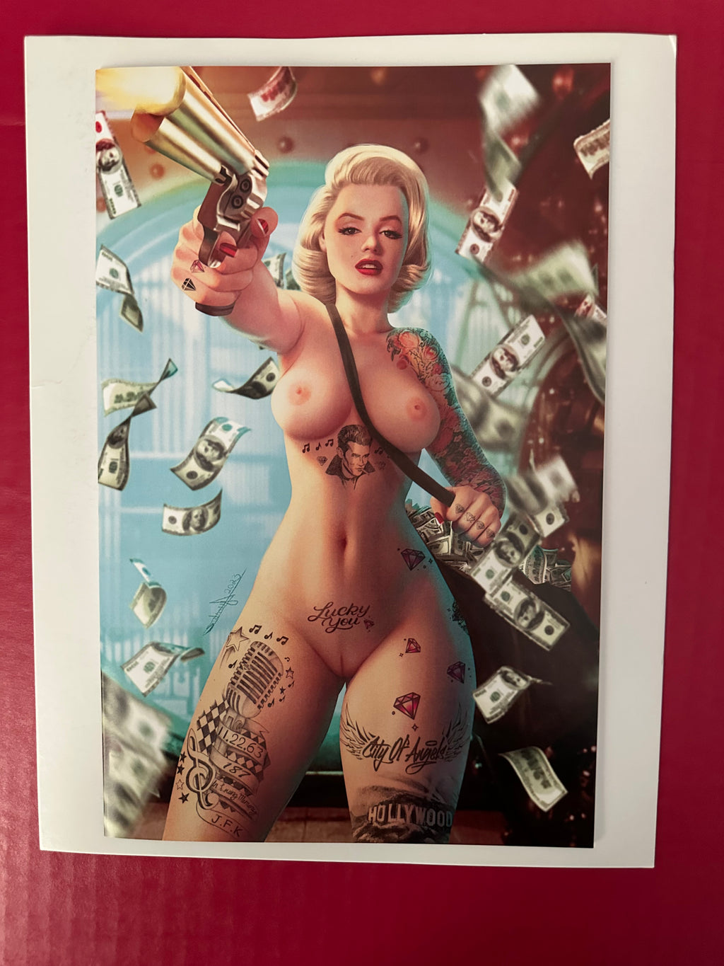Power Hour #1FA (2022) Marilyn Monroe Gangster Sydney Augusto Exclusive Full Nude Variant Limited to 175 by Ugly Monkey Comics