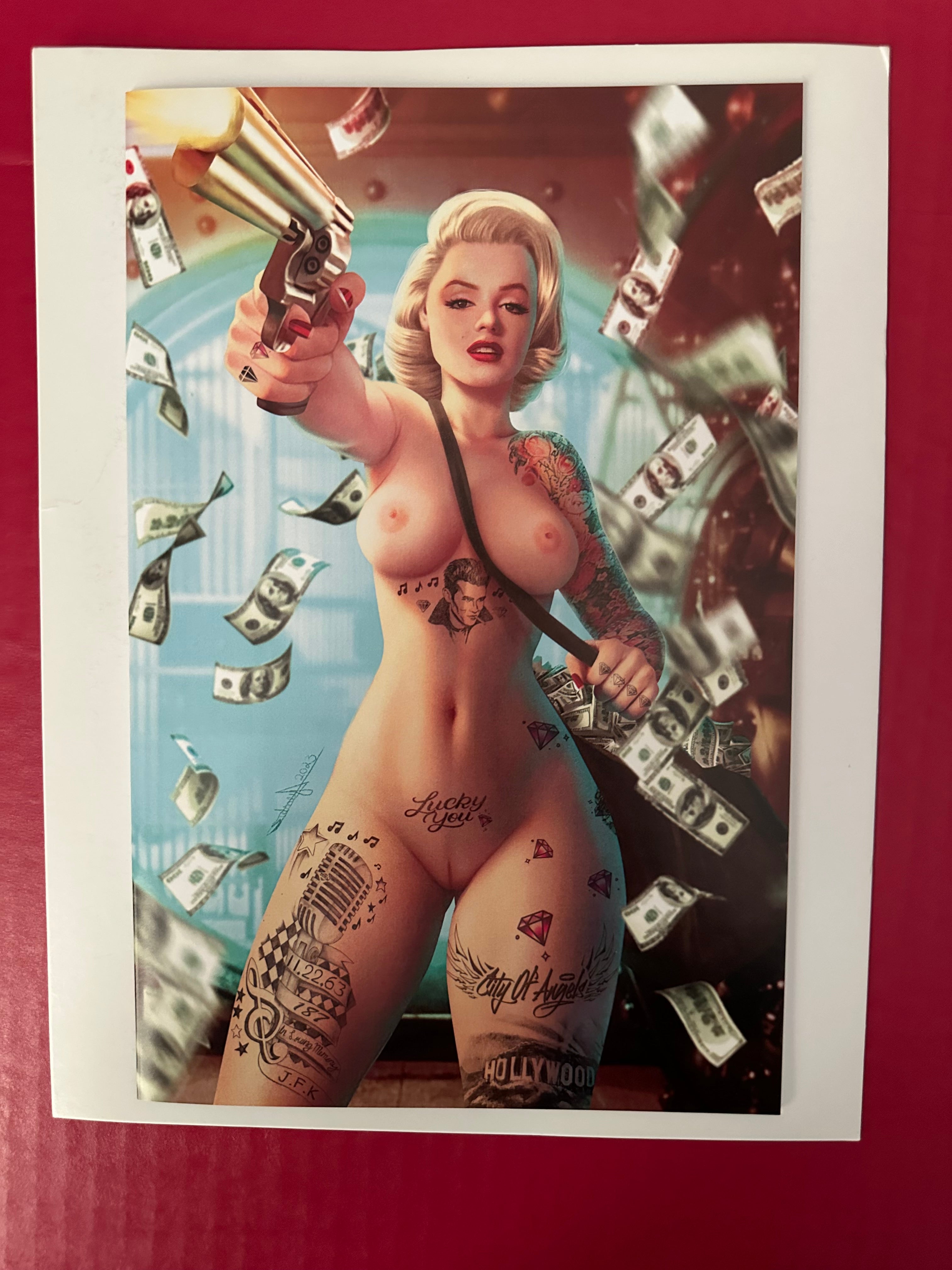 Power Hour #1FA (2022) Marilyn Monroe Gangster Sydney Augusto Exclusive Full Nude Variant Limited to 175 by Ugly Monkey Comics